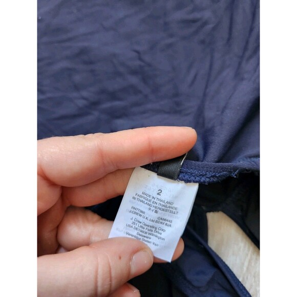 J. Crew Ruched V Neck One Piece Swimsuit Lined Stretch Navy Blue Sz 2 - Picture 7 of 10